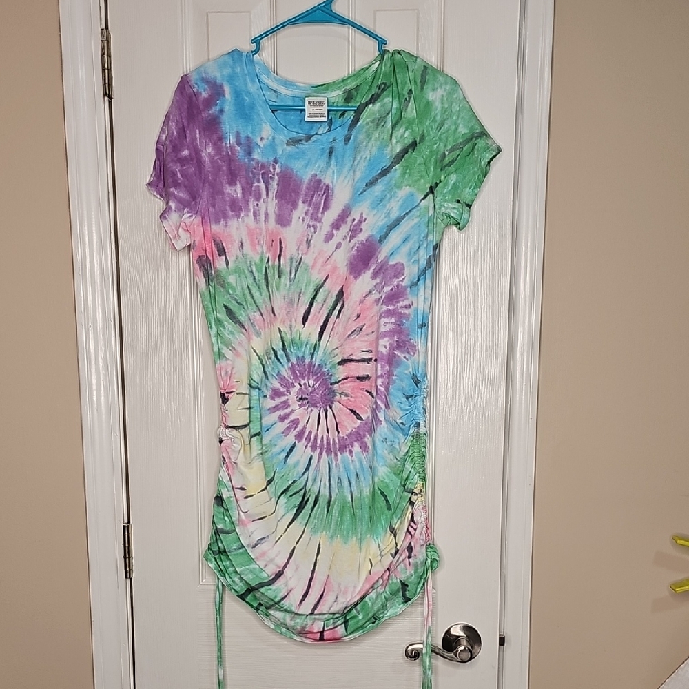 PINK Victoria's Secret Multicolor Tie-Dye Spiral Tee Dress